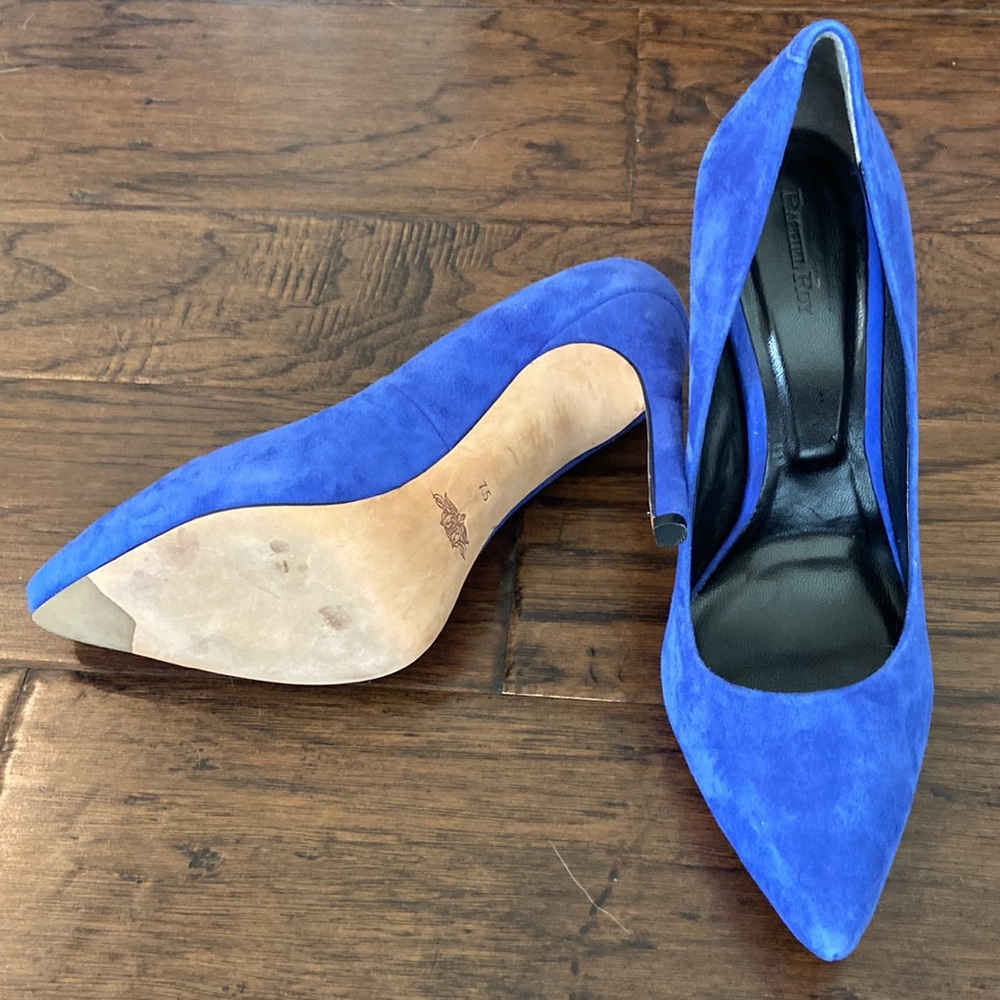 Rachel Roy blue suede heels.  Worn once.  Size 7.5. - Picture 2 of 2